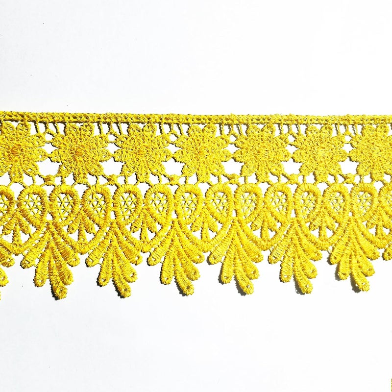 DKKUAYANGUP (Yellow Floral Lace Trim - 5 Yards, 9cm Wide | Wedding Dress Embellishment, Gift Packaging, Party Decor | DIY Sewing & Craft Supplies - Image 5